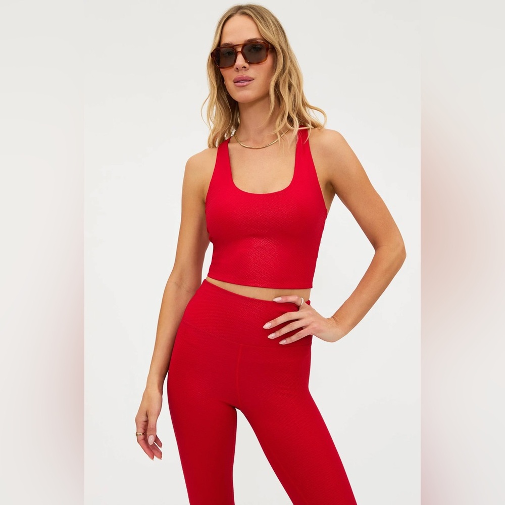 NEW BEACH RIOT YARA RED SHINE WAFFLE TOP! SIZE XS, NEW WITH TAGS!